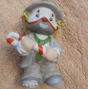 Li'l Vagabond ENESCO  Clown Ornament Figurine 3" VGC Christmas Candy Cane Holly